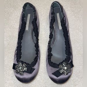 Vera Wang Lavender Label Dark Grey Satin Flats